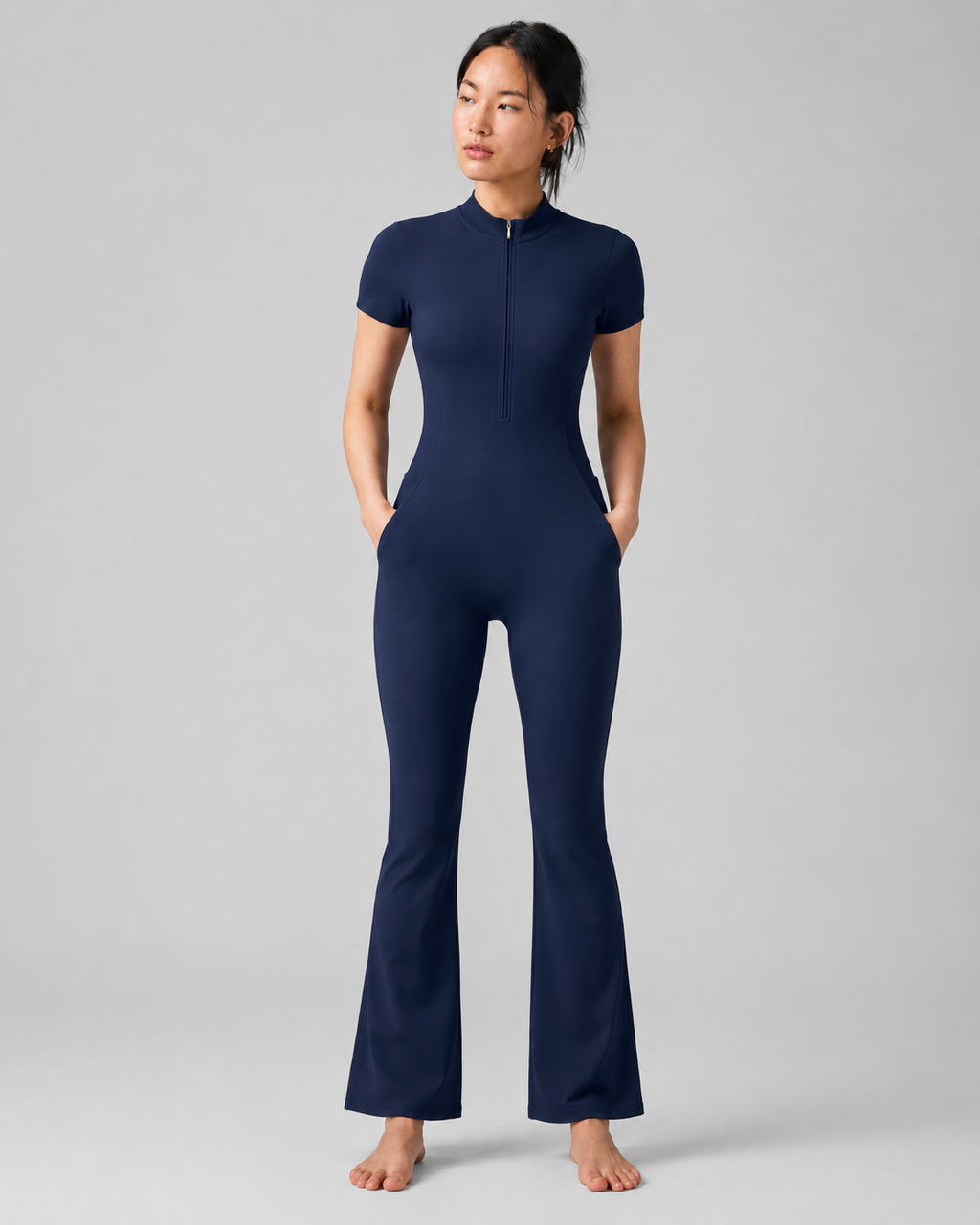 H8FALL Sculpt Zip Flare Jumpsuit