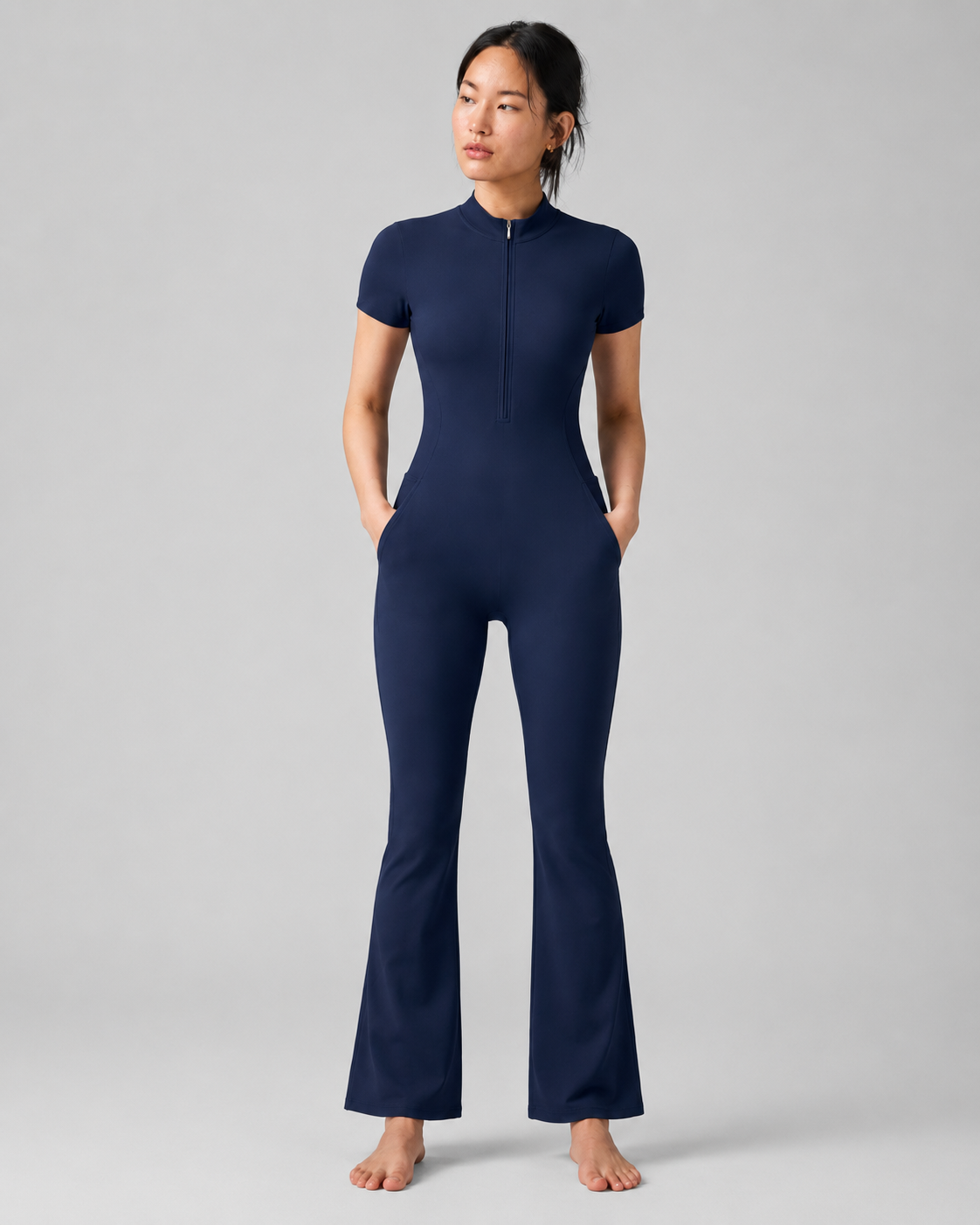 H8FALL Sculpt Zip Flare Jumpsuit