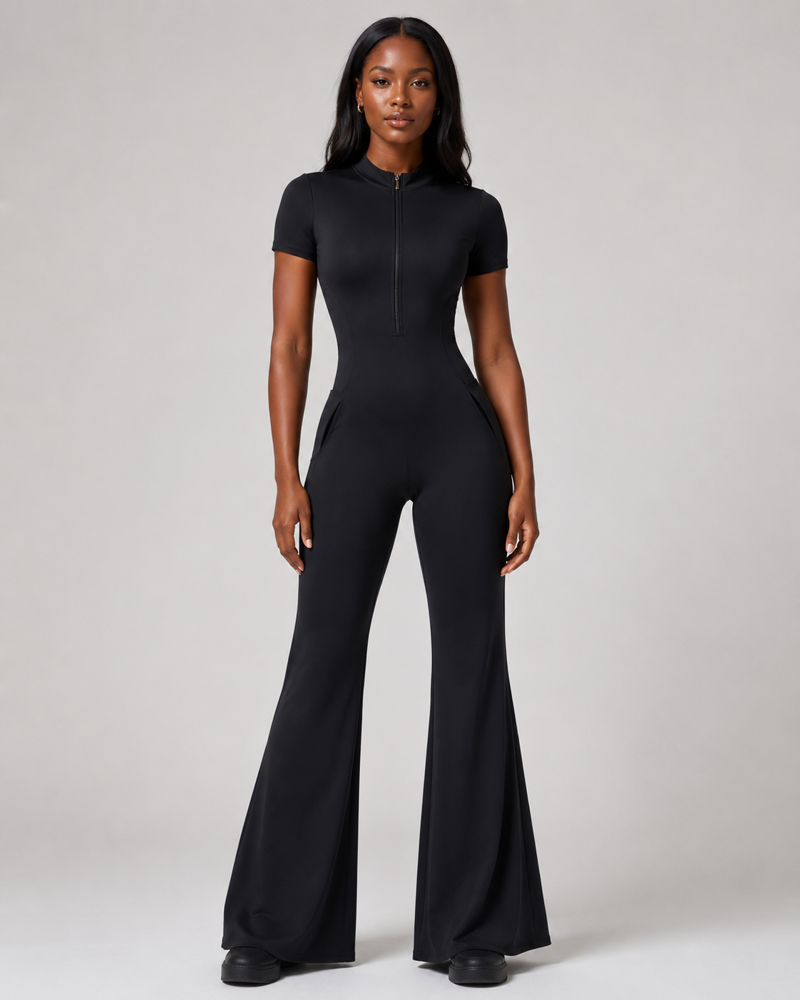 H8FALL Sculpt Zip Flare Jumpsuit