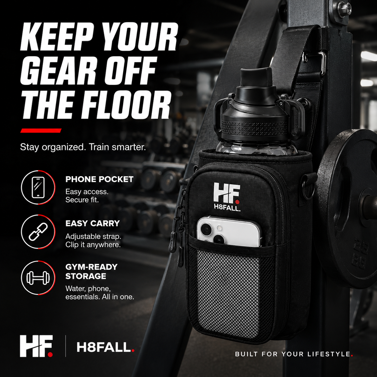 H8FALL Daily Move Bottle Sling – Magnetic Gym Water Bottle Carrier