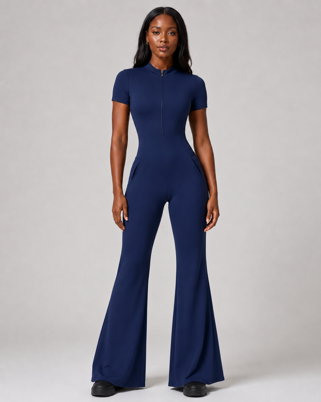 Vela Zip Flare Jumpsuit