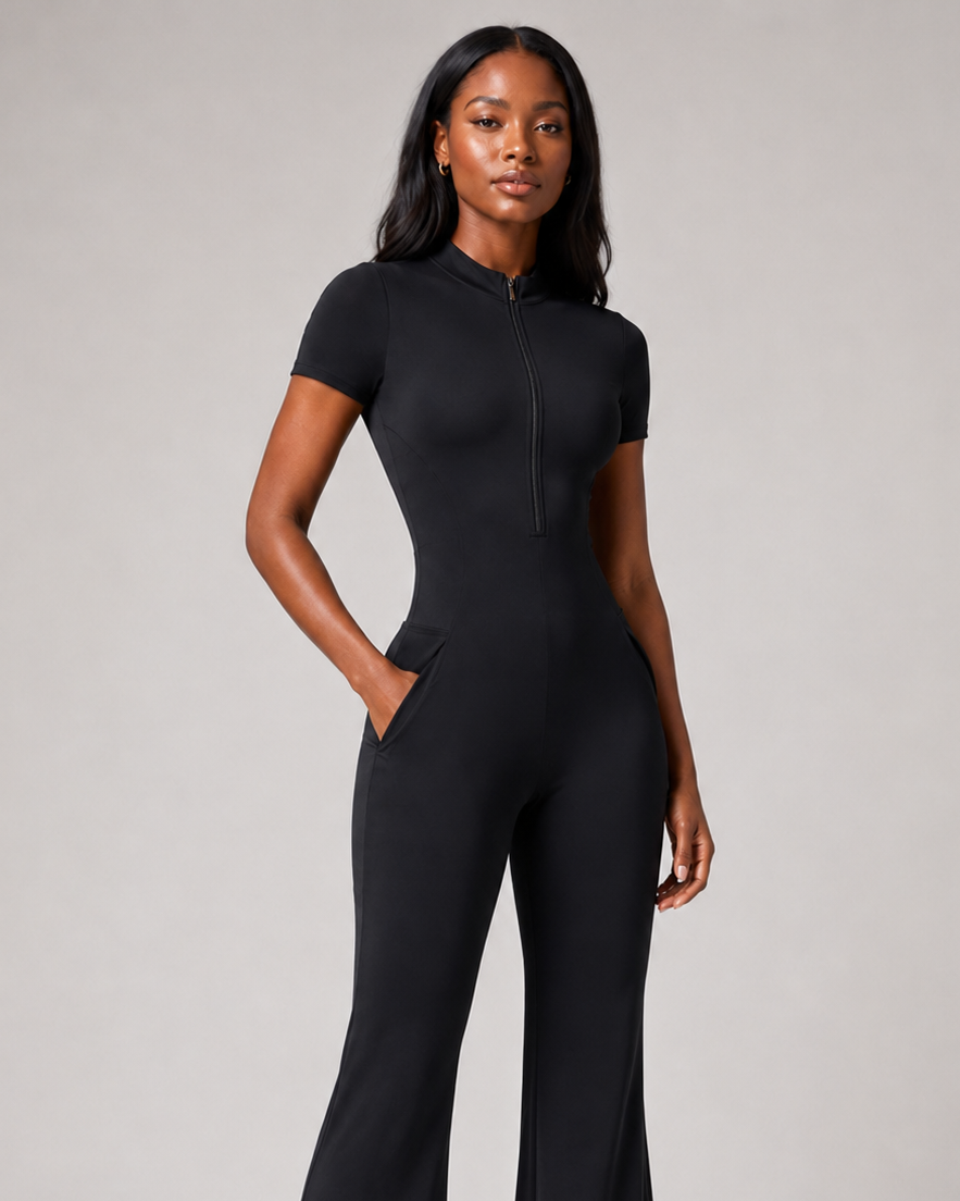Vela Zip Flare Jumpsuit